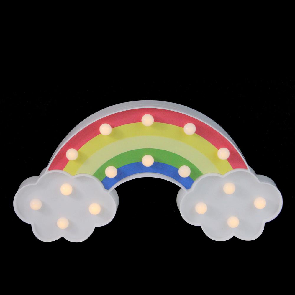12" Battery Operated Rainbow with Clouds Marquee Wall Sign - Warm White LED Lights. Picture 3