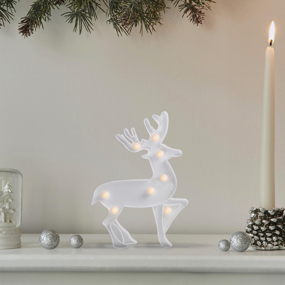 9.75" White Reindeer Christmas Marquee Wall Sign. Picture 2