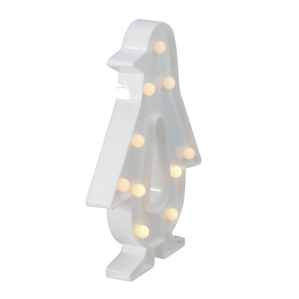 10.25" White Battery Operated LED Lighted Penguin Marquee Sign. Picture 3