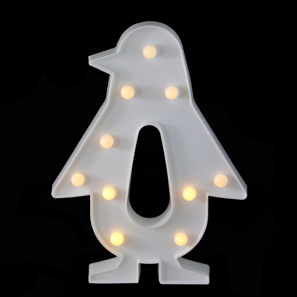 10.25" White Battery Operated LED Lighted Penguin Marquee Sign. Picture 2