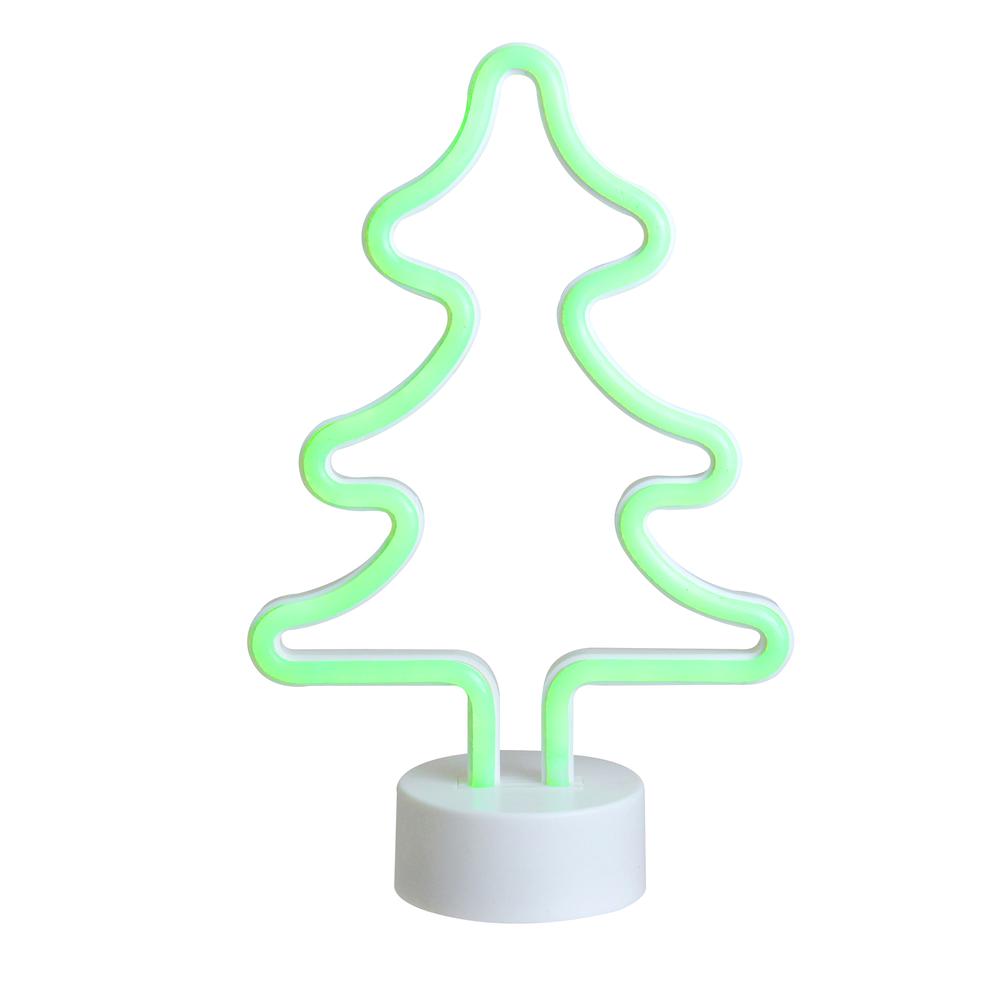 11" Green Christmas Tree LED Neon Style Table Sign. Picture 1