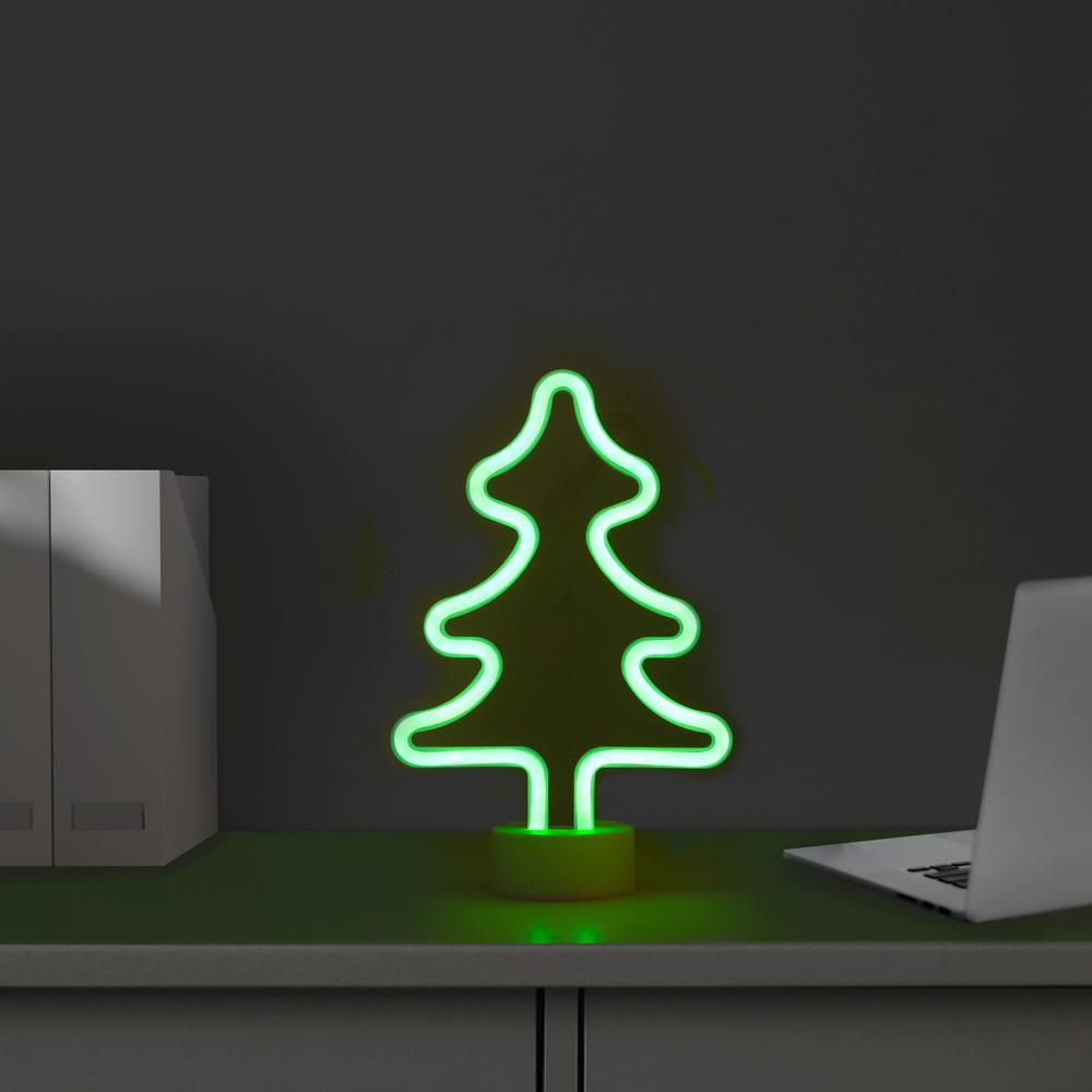 11" Green Christmas Tree LED Neon Style Table Sign. Picture 2