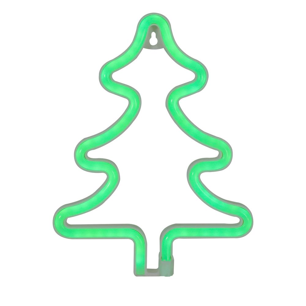 9.5" Green Christmas Tree LED Neon Style Window Silhouette. Picture 1