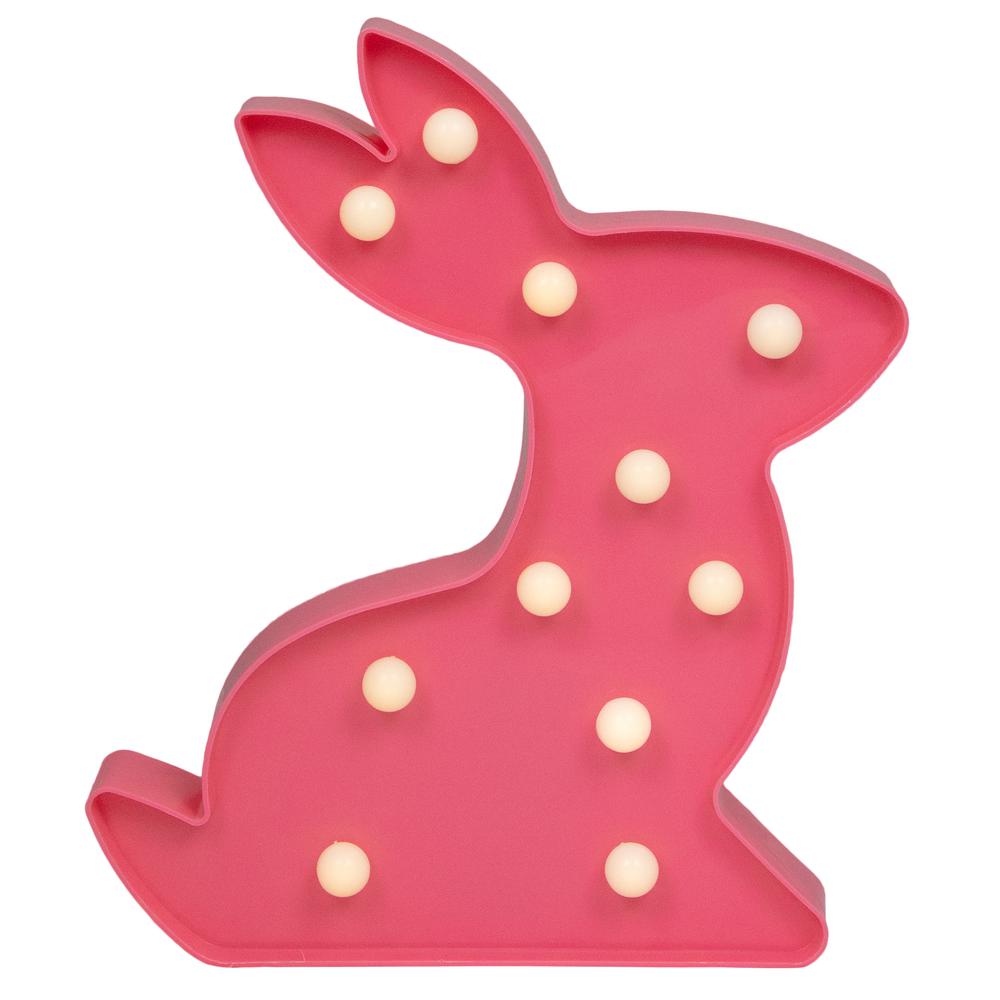 9.5" LED Lighted Pink Easter Bunny Marquee Wall Sign. Picture 1