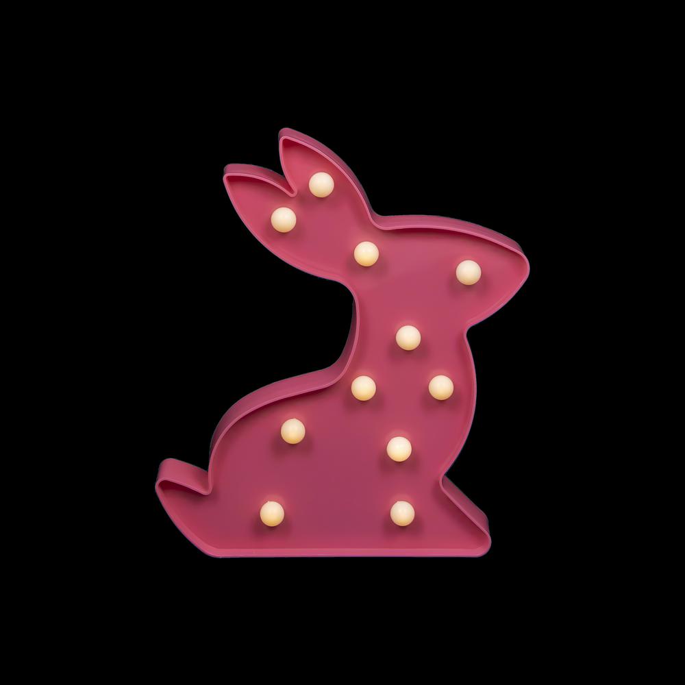 9.5" LED Lighted Pink Easter Bunny Marquee Wall Sign. Picture 3