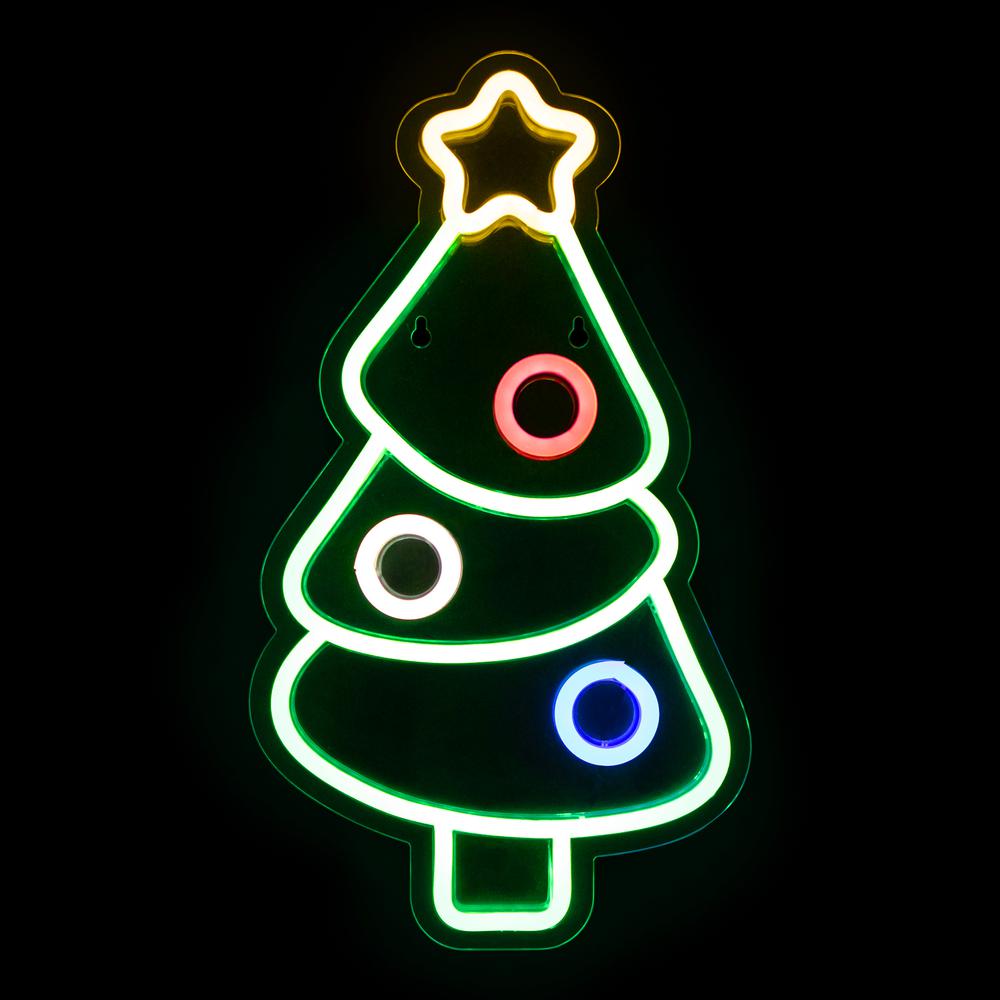 15" LED Lighted Neon Style Christmas Tree Window Silhouette. Picture 3