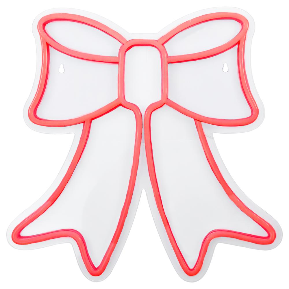 15" Red LED Lighted Neon Style Bow Christmas Window Silhouette. Picture 1