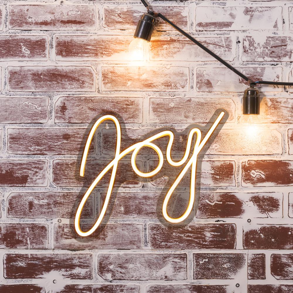 15" White LED Lighted "Joy" Neon Style Christmas Sign. Picture 4