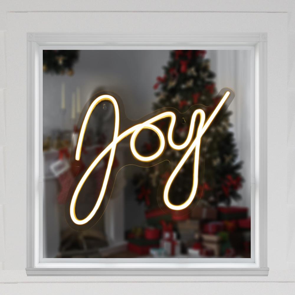 15" White LED Lighted "Joy" Neon Style Christmas Sign. Picture 5