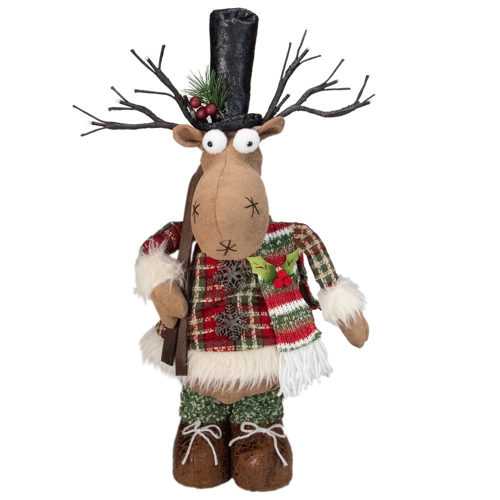 20-Inch Standing Christmas Moose Figure with LED Antlers Tabletop Decor. Picture 1