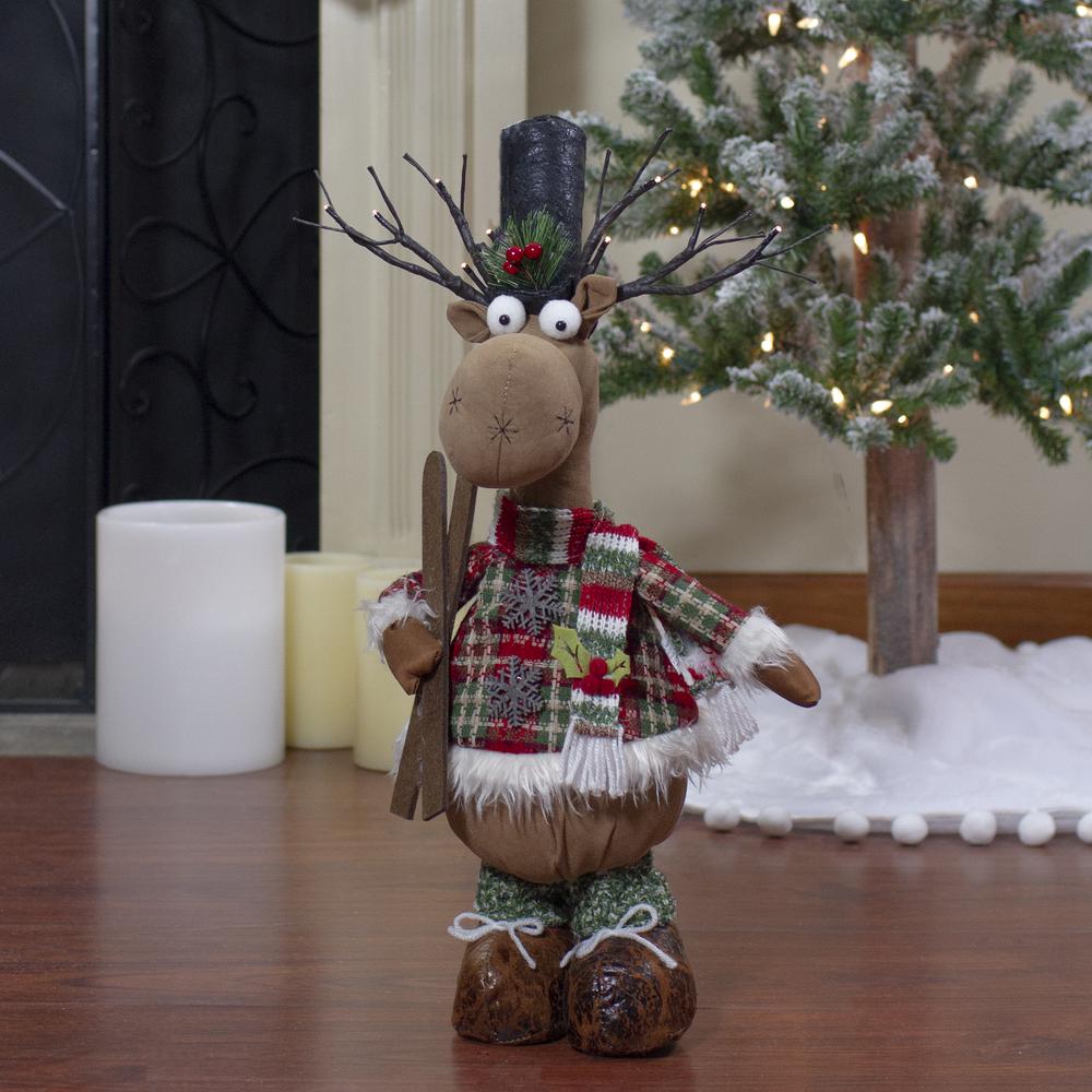 20-Inch Standing Christmas Moose Figure with LED Antlers Tabletop Decor. Picture 2