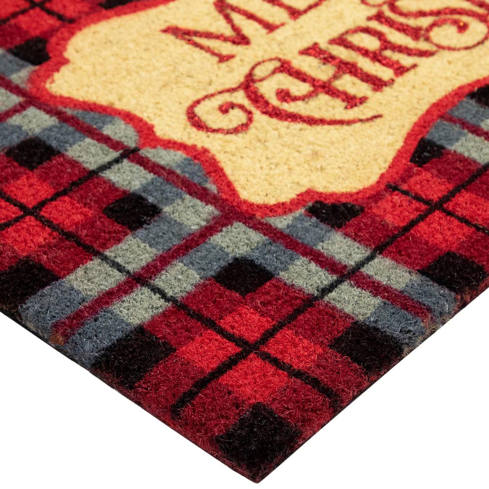 Red and Black Plaid "Merry Christmas" Rectangular Doormat 18" x 30". Picture 7