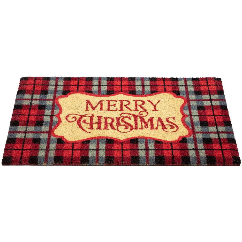 Red and Black Plaid "Merry Christmas" Rectangular Doormat 18" x 30". Picture 4