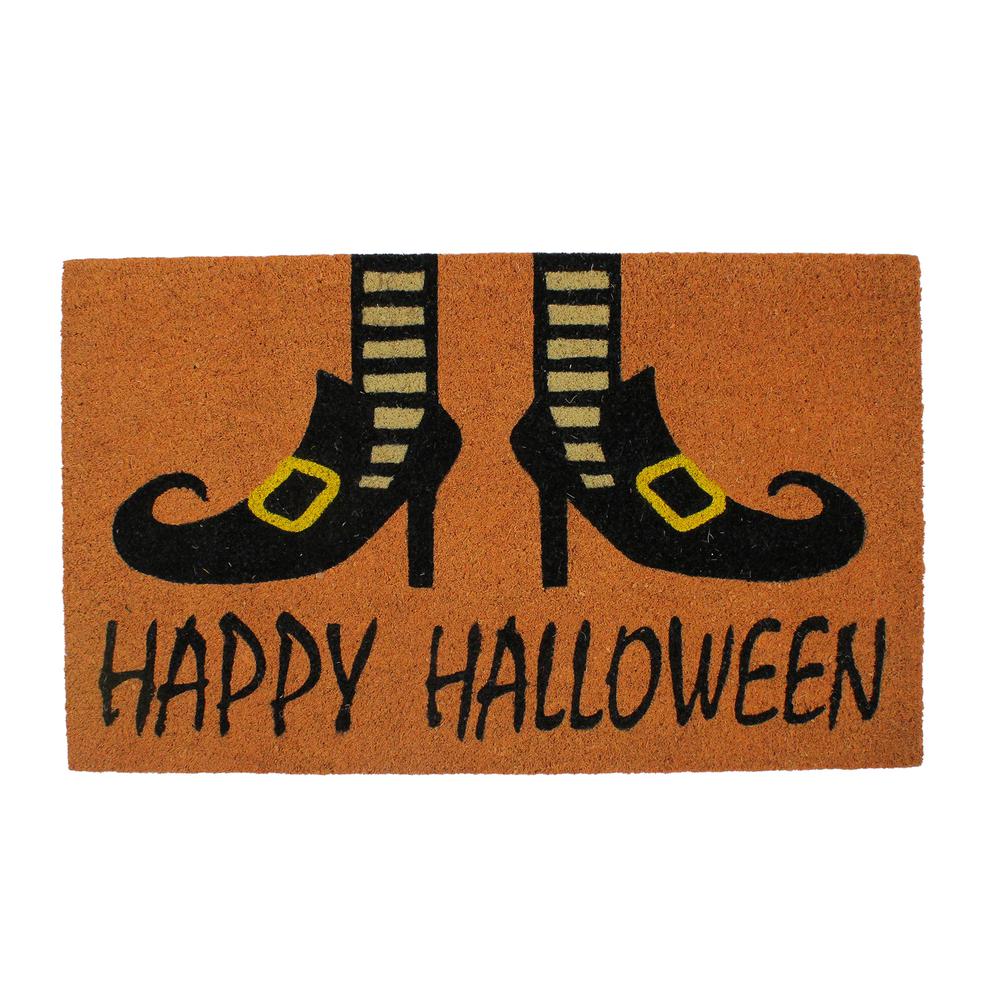 Wicked Witch Shoes "Happy Halloween" Coir Doormat 18" x 30". Picture 1