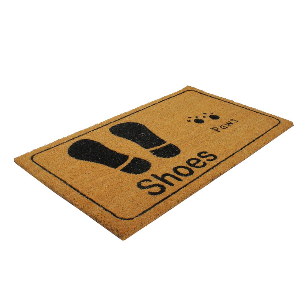 Beige and Black Shoe Prints and Paw Prints Doormat 18" x 30". Picture 2