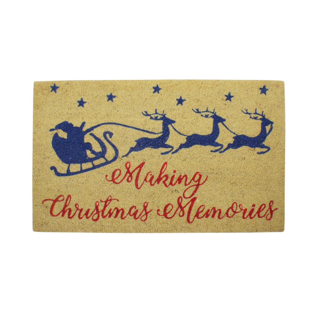 Santa and Reindeer Making Christmas Memories Doormat 18" x 30". Picture 1