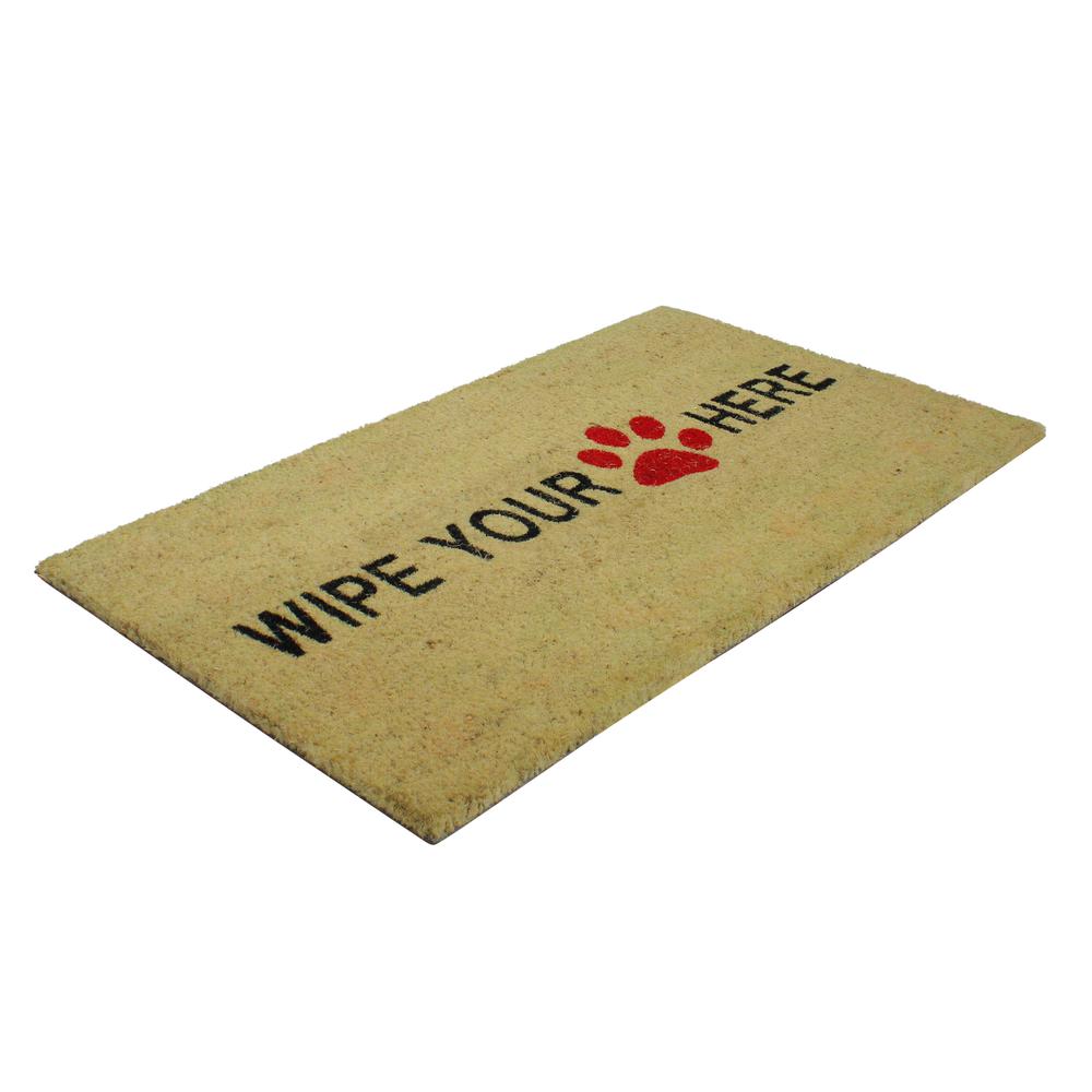Beige and Black Animal Print "Wipe Your Paw Here" Doormat 30 x 18. Picture 2