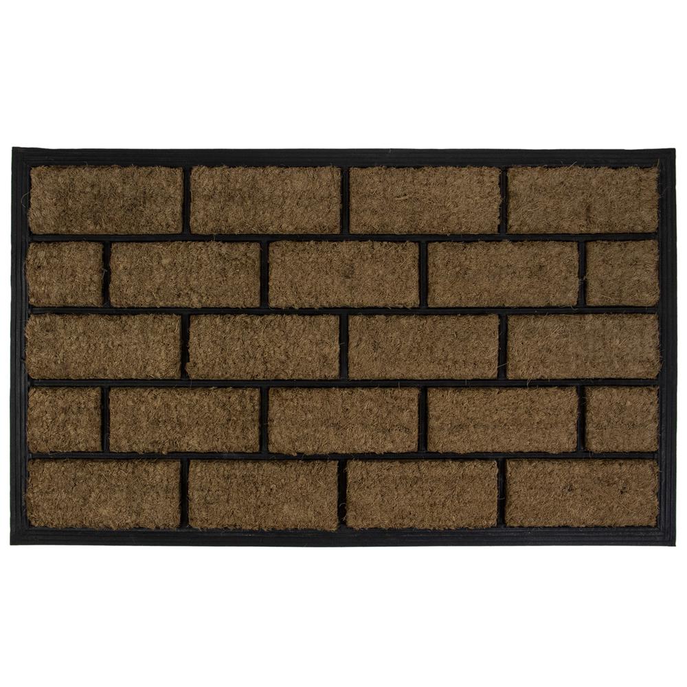Brown and Black Brick Rectangular Doormat 18" x 29.5". Picture 1