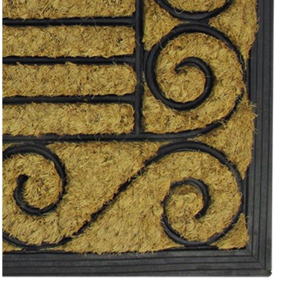 Black and Brown Contemporary Striped Outdoor Rectangular Doormat 17.75" x 29.5". Picture 2