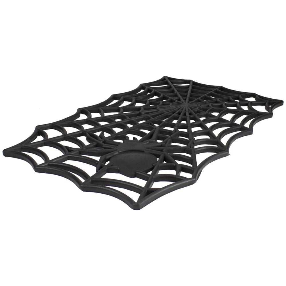 Black Spider Web Rectangular Halloween Doormat 18" x 30". Picture 4