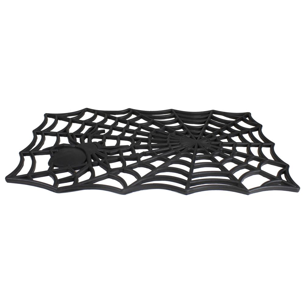 Black Spider Web Rectangular Halloween Doormat 18" x 30". Picture 3