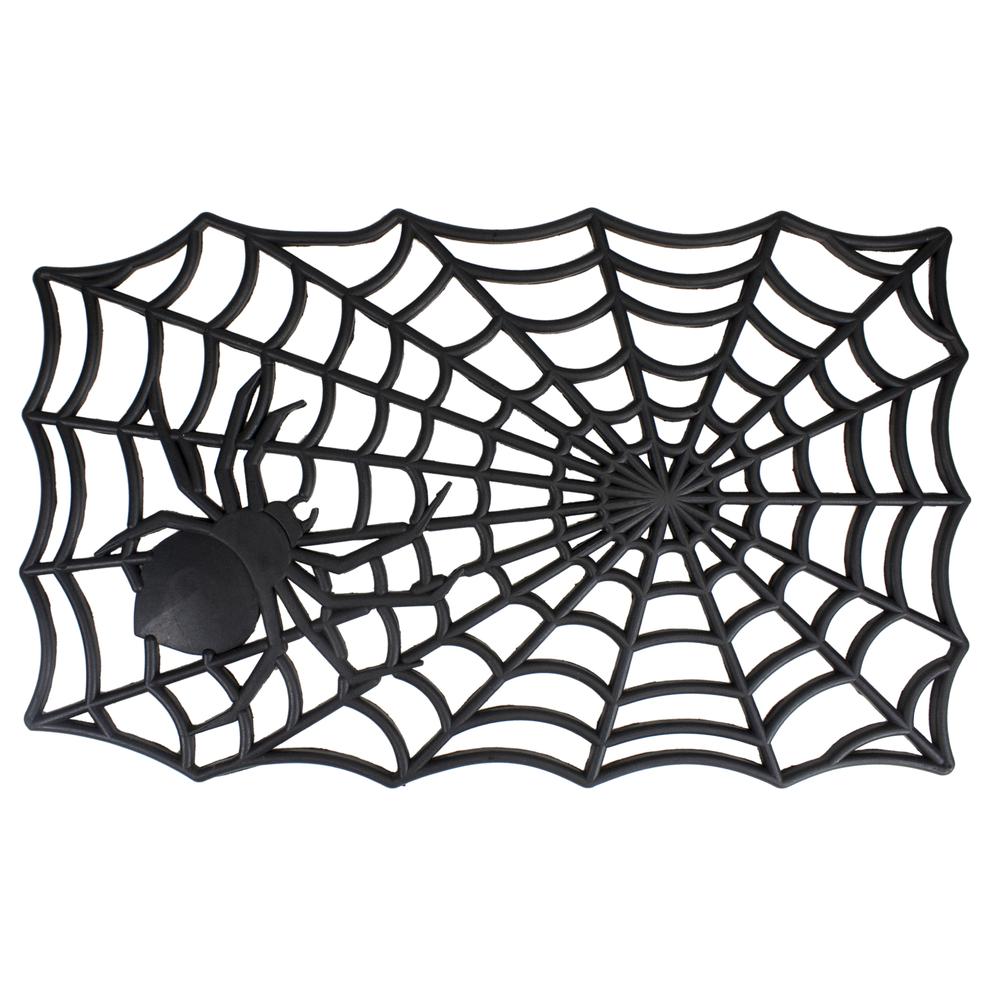 Black Spider Web Rectangular Halloween Doormat 18" x 30". Picture 1