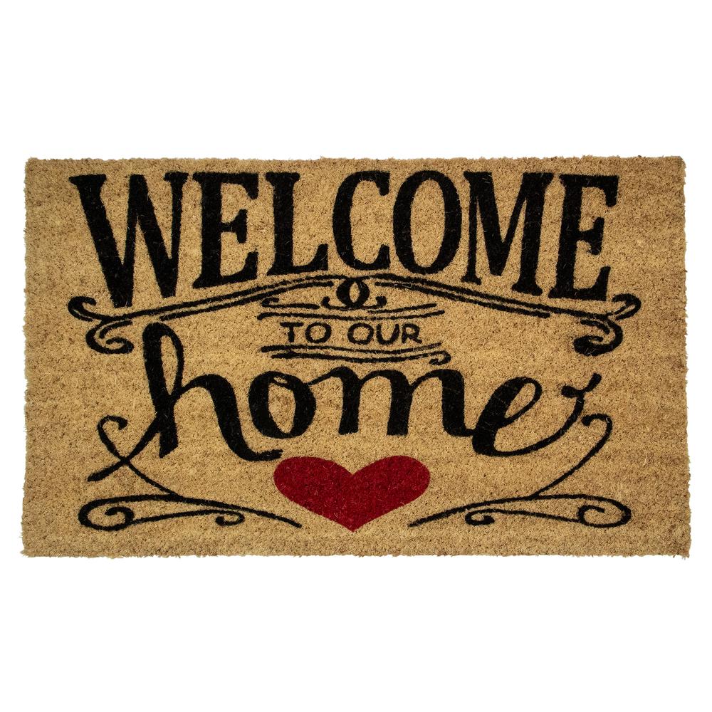 Natural Coir "Welcome to Our Home" Rectangular Doormat 18" x 30". Picture 1