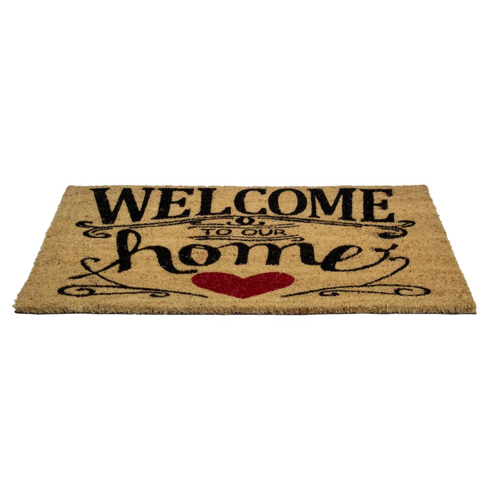 Natural Coir "Welcome to Our Home" Rectangular Doormat 18" x 30". Picture 4