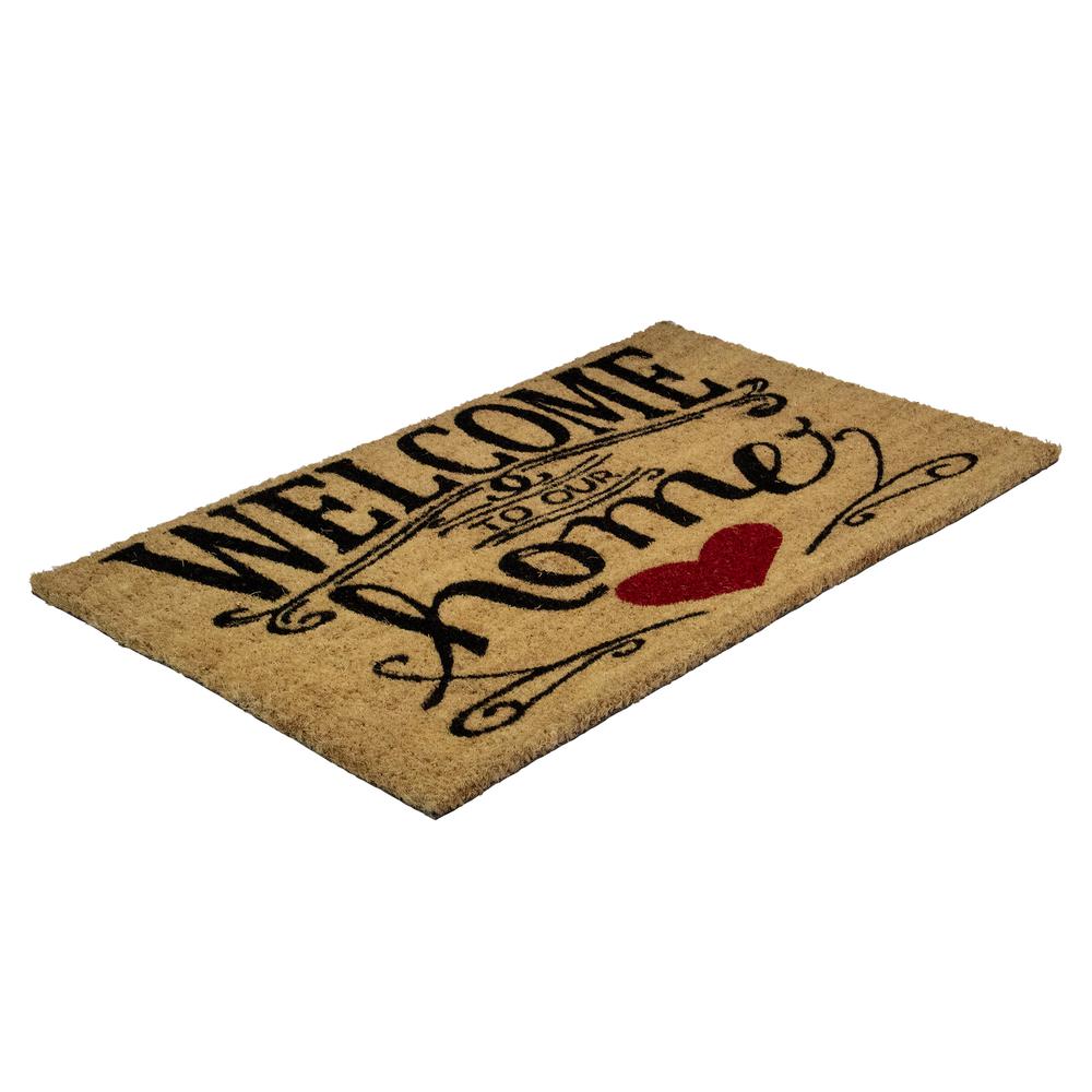 Natural Coir "Welcome to Our Home" Rectangular Doormat 18" x 30". Picture 3