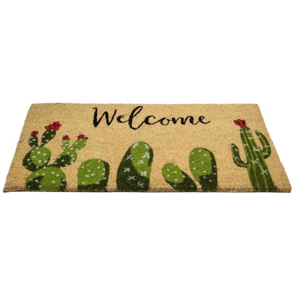 Natural Coir Cactus "Welcome" Outdoor Doormat 18" x 30". Picture 3