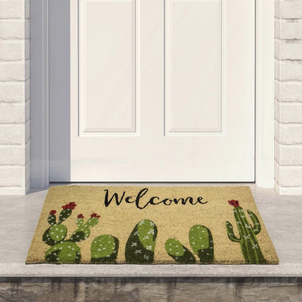Natural Coir Cactus "Welcome" Outdoor Doormat 18" x 30". Picture 2