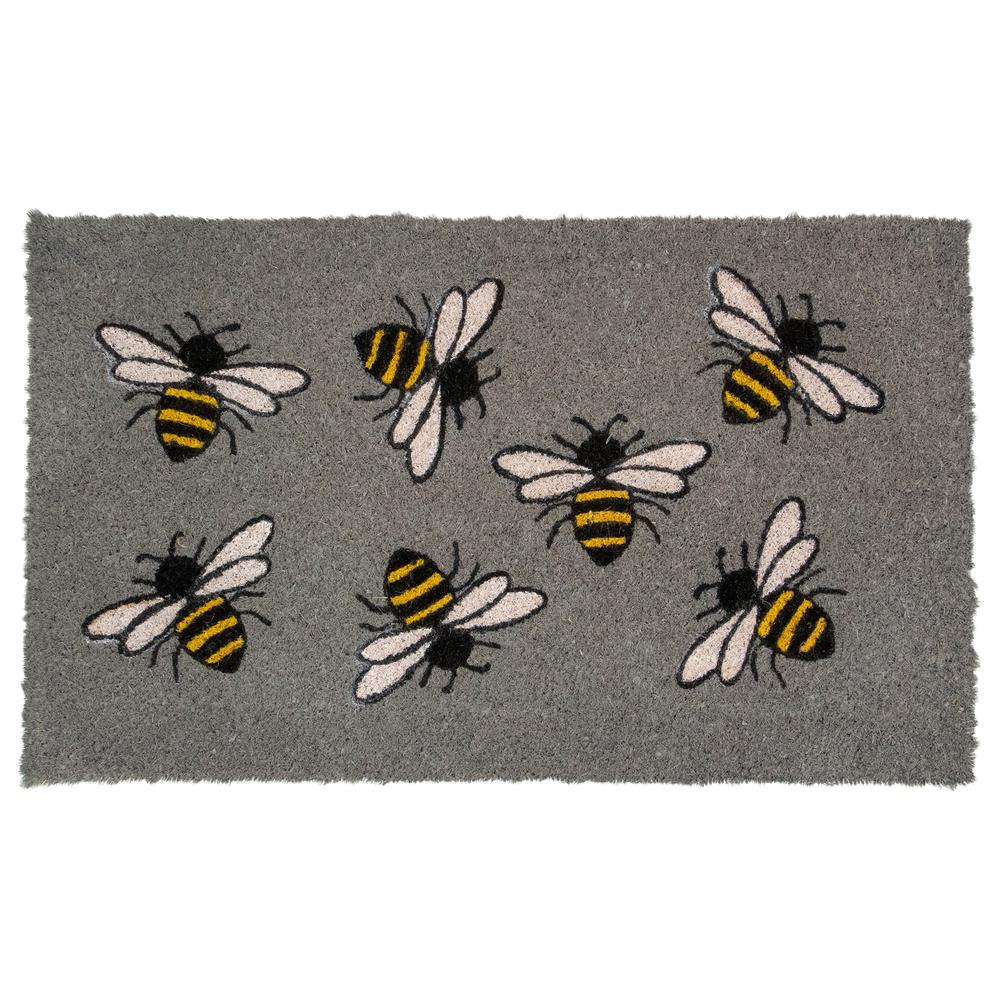 Natural Coir Outdoor Rectangular Bumble Bee Doormat 18" x 30". Picture 1