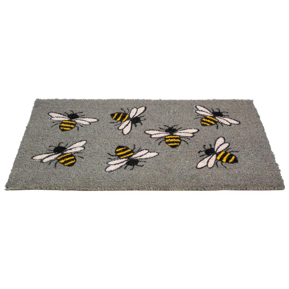 Natural Coir Outdoor Rectangular Bumble Bee Doormat 18" x 30". Picture 3