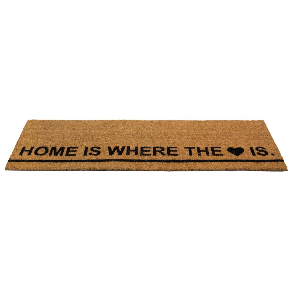 Natural Coir Outdoor Rectangular "Home Is Where the Heart Is" Doormat 16" x 48". Picture 3