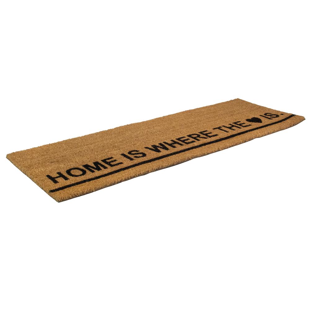 Natural Coir Outdoor Rectangular "Home Is Where the Heart Is" Doormat 16" x 48". Picture 4