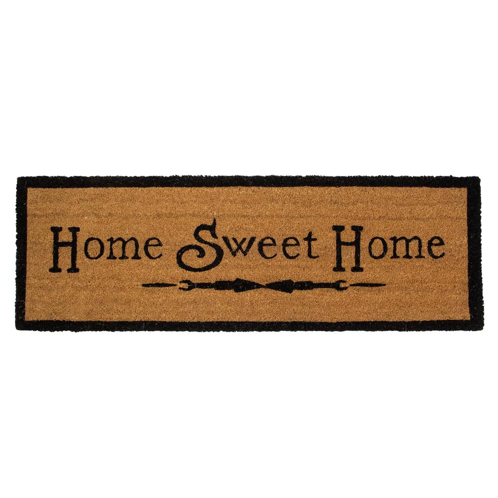 Natural Coir Rectangular "Home Sweet Home" Doormat 16" x 48". Picture 1