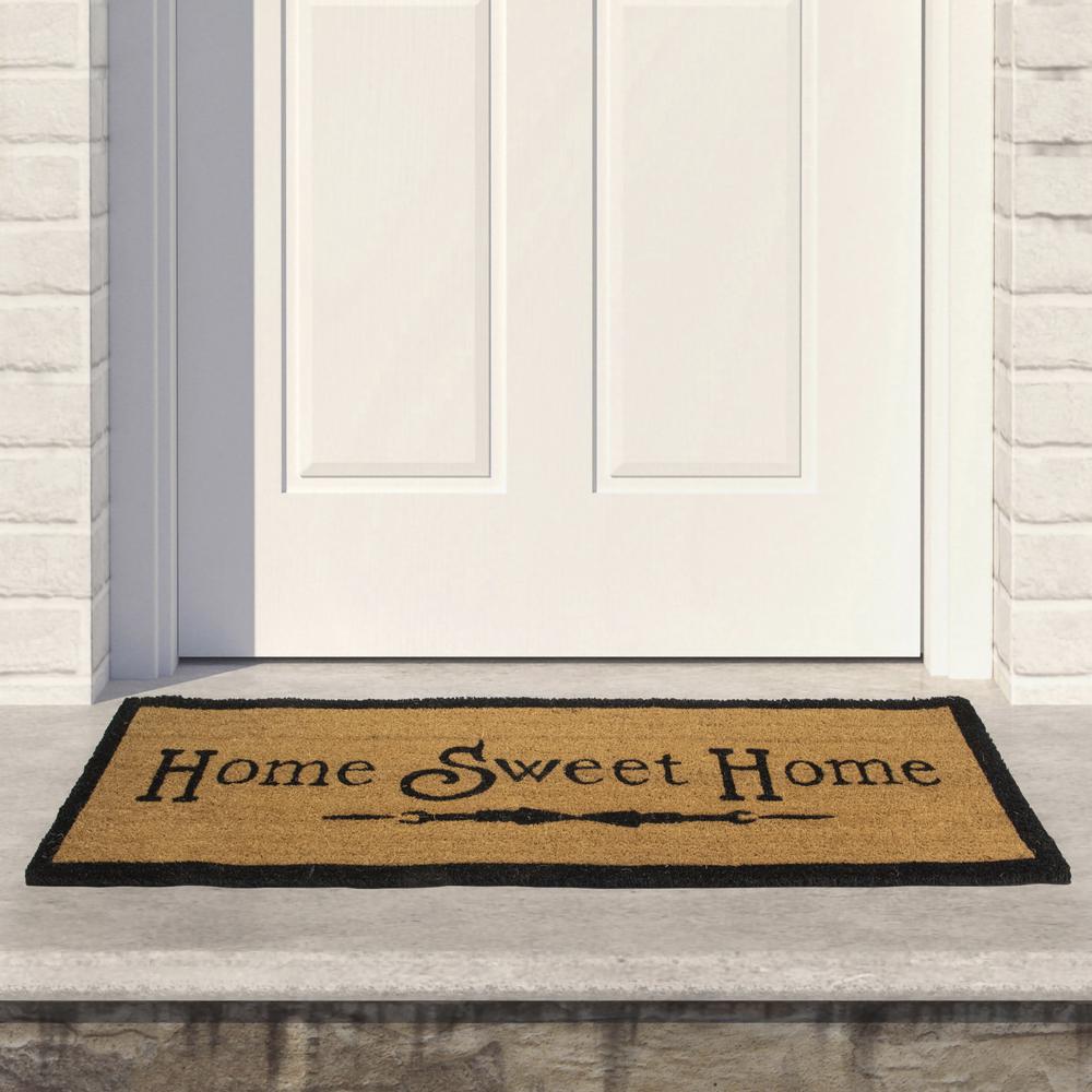 Natural Coir Rectangular "Home Sweet Home" Doormat 16" x 48". Picture 2