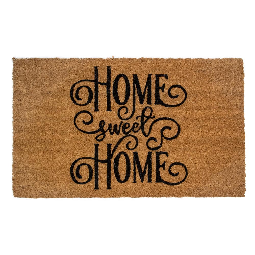 Natural Coir Rectangular "Home Sweet Home" Doormat 18" x 30". Picture 1