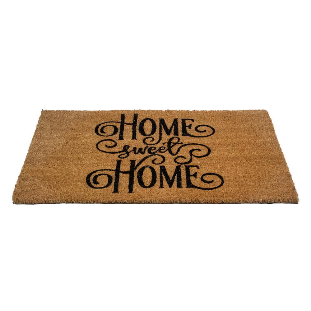 Natural Coir Rectangular "Home Sweet Home" Doormat 18" x 30". Picture 3