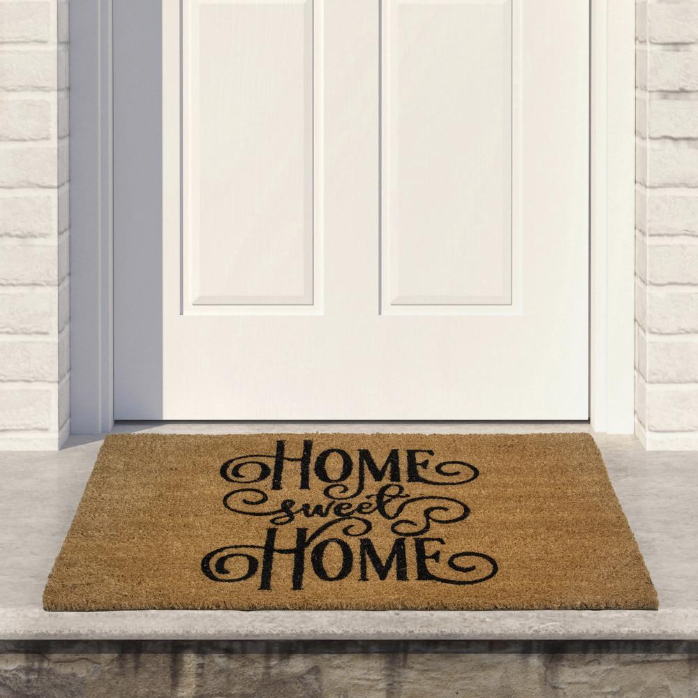 Natural Coir Rectangular "Home Sweet Home" Doormat 18" x 30". Picture 2