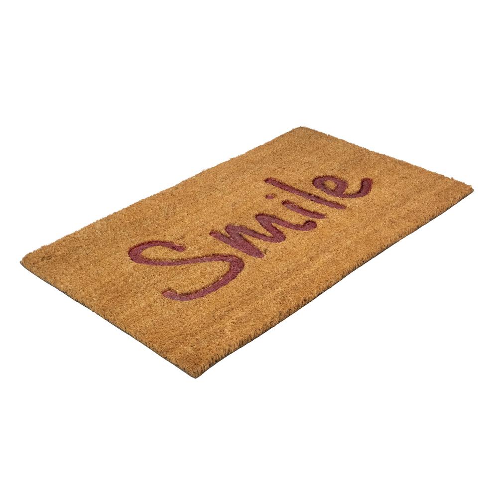Natural Coir "Smile" Outdoor Rectangular Doormat 18" x 30". Picture 4