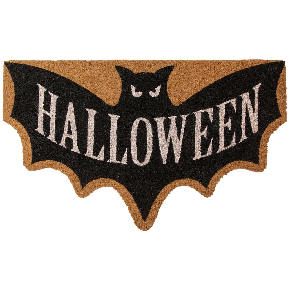 Natural Coir "Halloween" Bat Shaped Doormat 18" x 30". Picture 1
