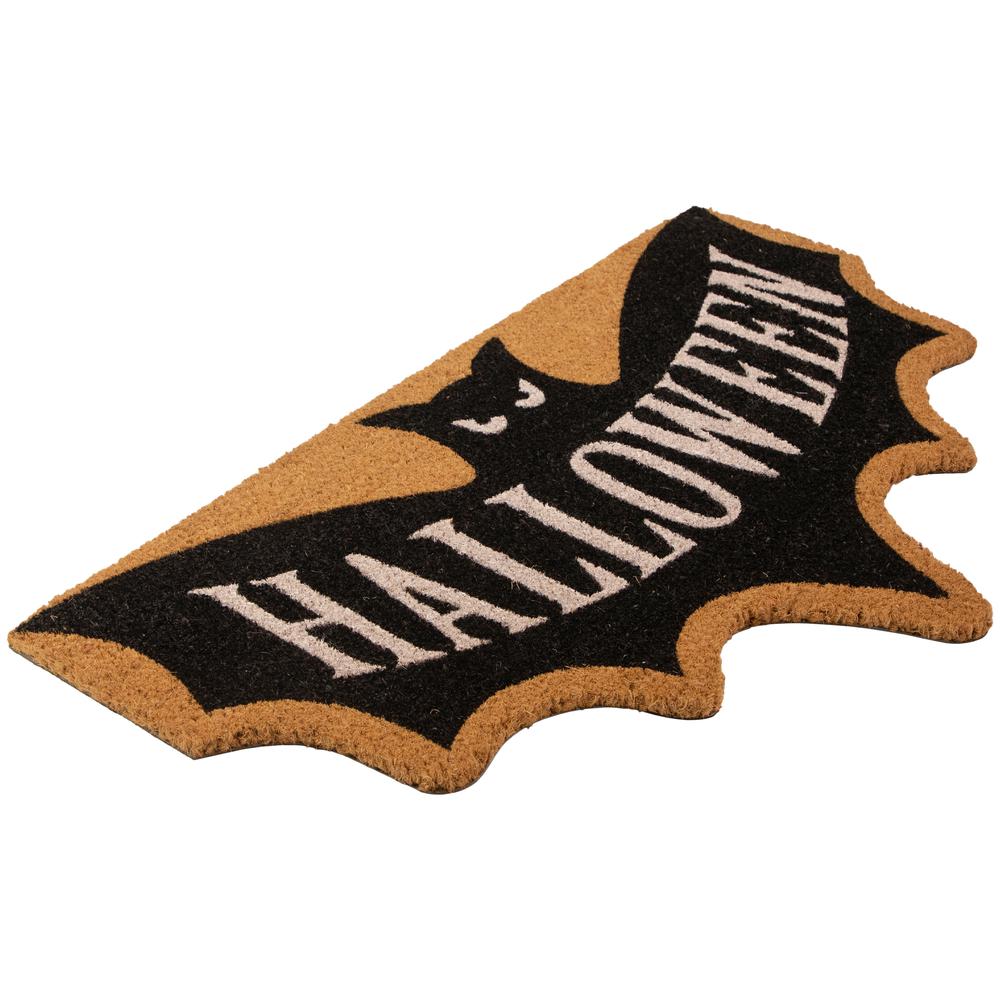 Natural Coir "Halloween" Bat Shaped Doormat 18" x 30". Picture 3