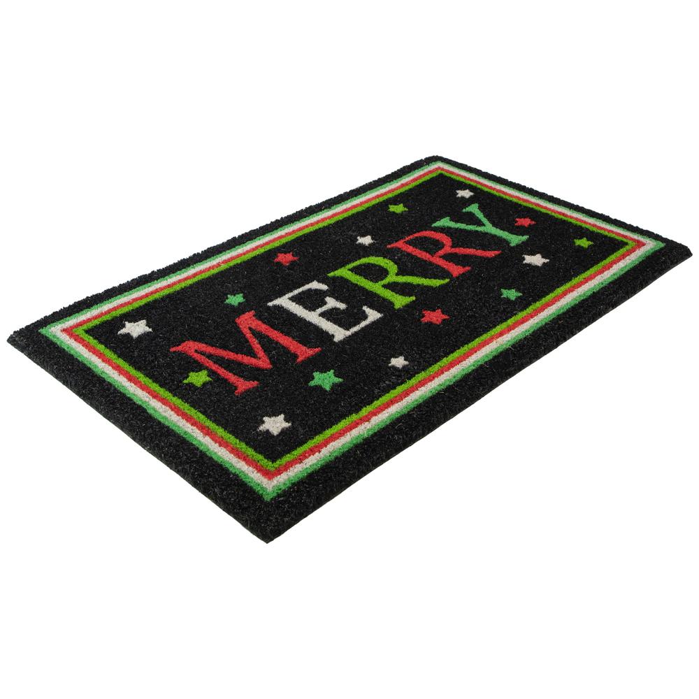 Black Coir "Merry" Christmas Doormat 18" X 30". Picture 3