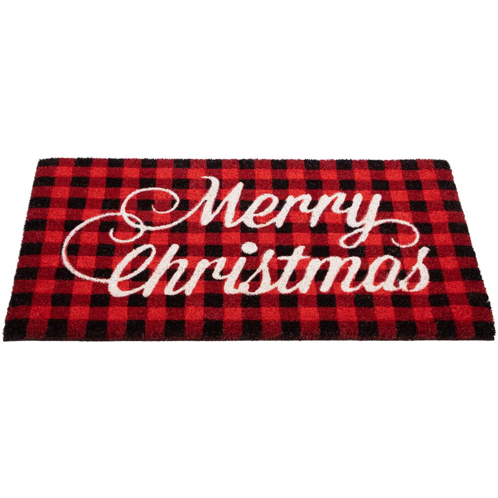 Red and Black "Merry Christmas" Natural Coir Christmas Outdoor Doormat 18" x 30". Picture 4