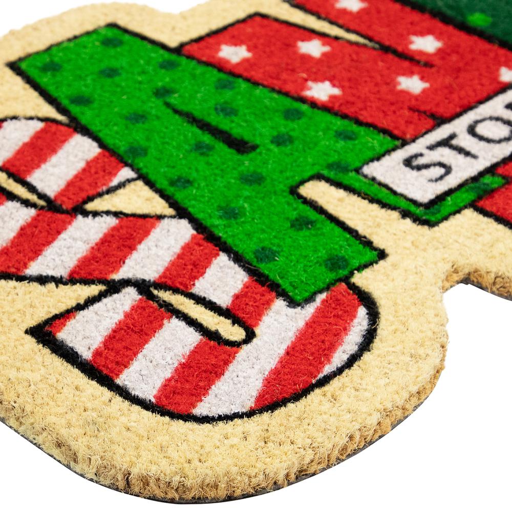 Red and Green "Santa Stop Here" Outdoor Christmas Doormat 18" x 30". Picture 7
