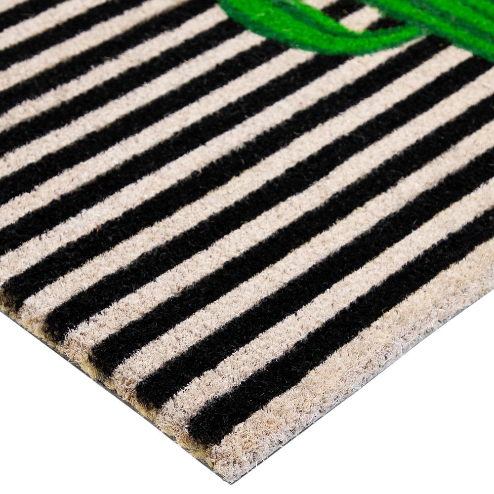Green Cactus Striped Natural Coir Outdoor Doormat 18" x 30". Picture 6