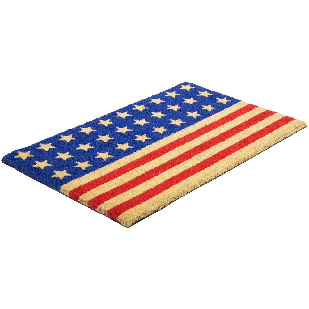 Blue and Red Americana Stars and Stripes Coir Outdoor Doormat 18" x 30". Picture 5