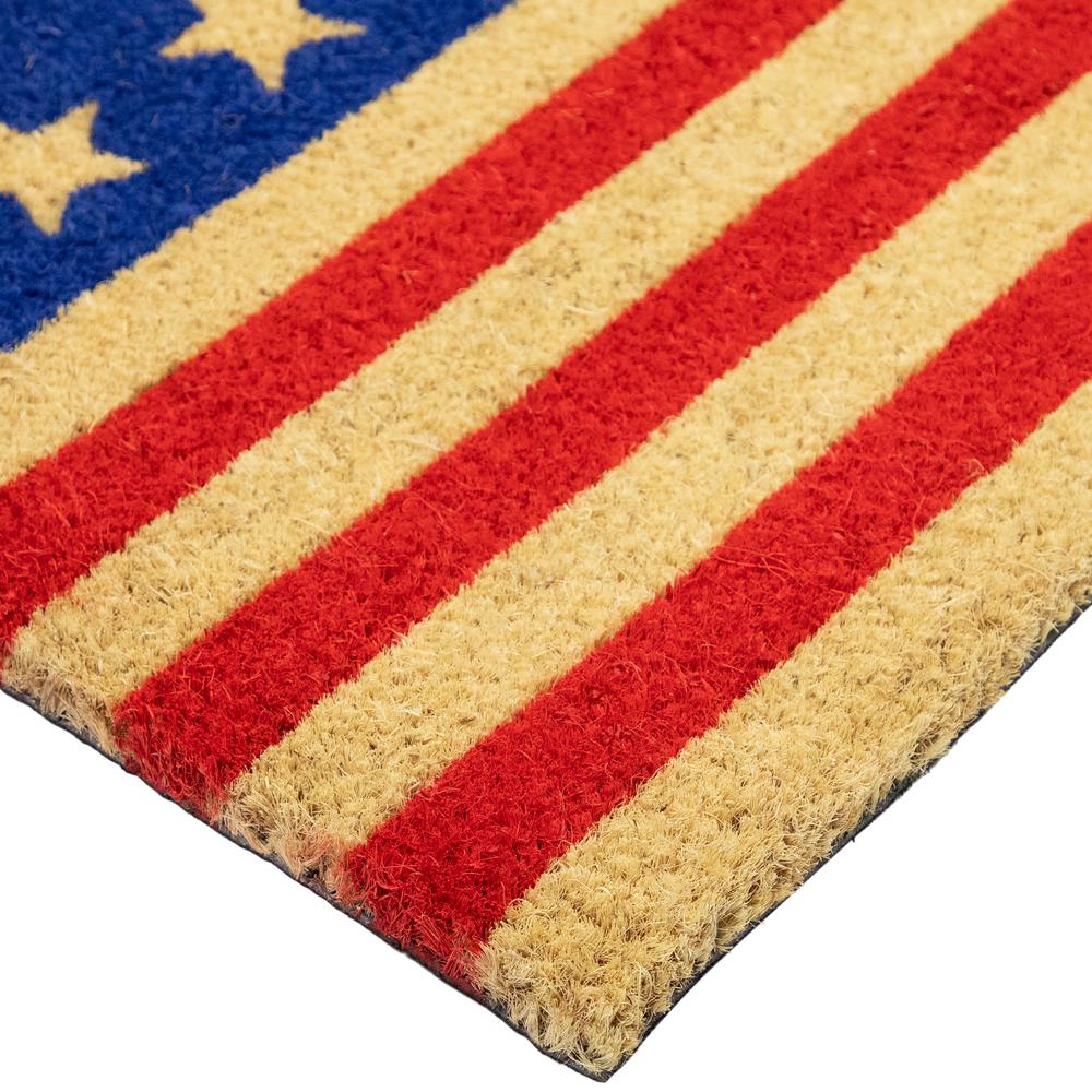 Blue and Red Americana Stars and Stripes Coir Outdoor Doormat 18" x 30". Picture 6