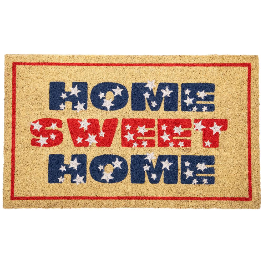 Red and Blue Americana Home Sweet Home Coir Outdoor Doormat 18" x 30". Picture 1